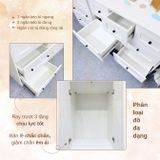  Bộ Tủ Gỗ Trắng Núm Tròn Đen Không Chân ( Tủ đứng 2 hộc ) 