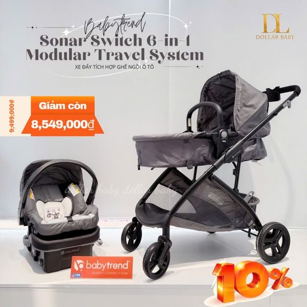  Xe đẩy tích hợp ghế ô tô Baby Trend Sonar Switch 6-in-1 Modular Travel System 