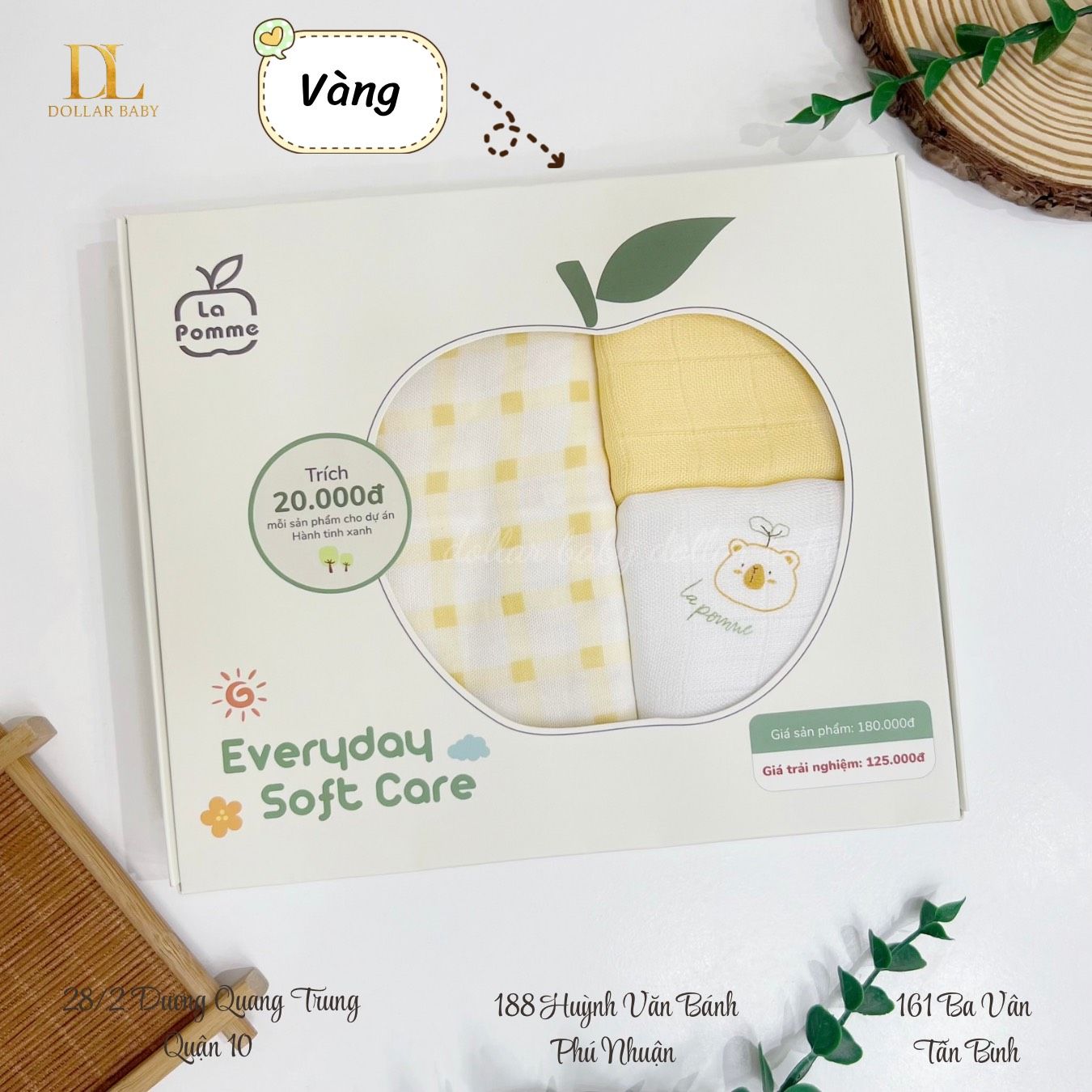  Set 3 Khăn Sợi Tre Lụa La Pomme Everyday Soft Care ( 1 Khăn Tắm + 2 Khăn Sữa ) 