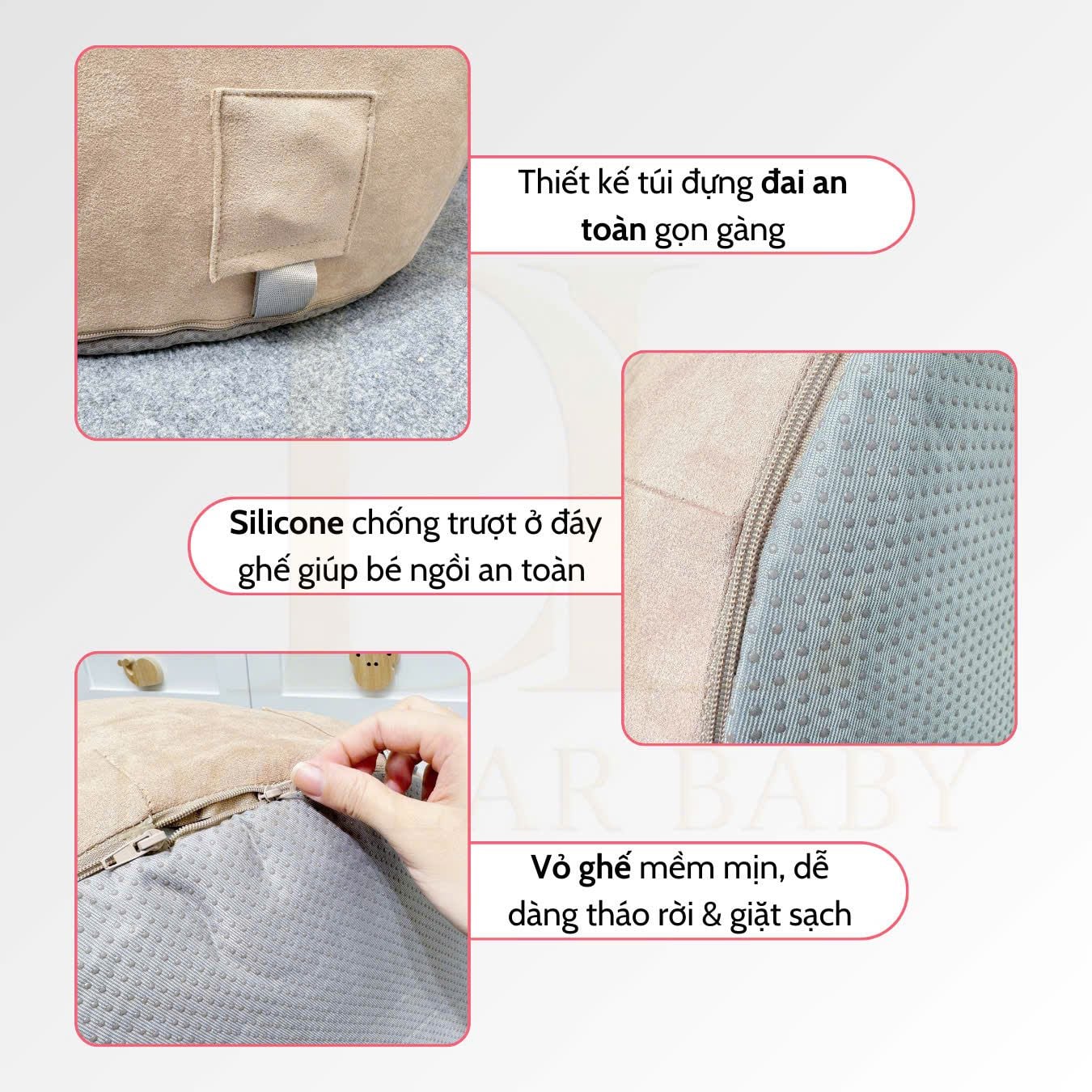  Ghế Tập Ngồi Cho Bé Aibedo Suede Fabric (3-24 tháng) 