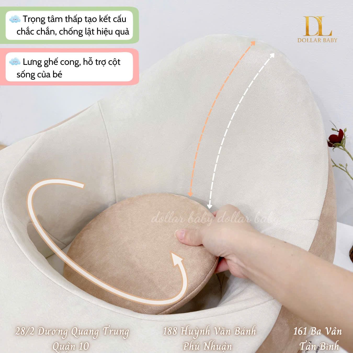  Ghế Tập Ngồi Cho Bé Aibedo Suede Fabric (3-24 tháng) 