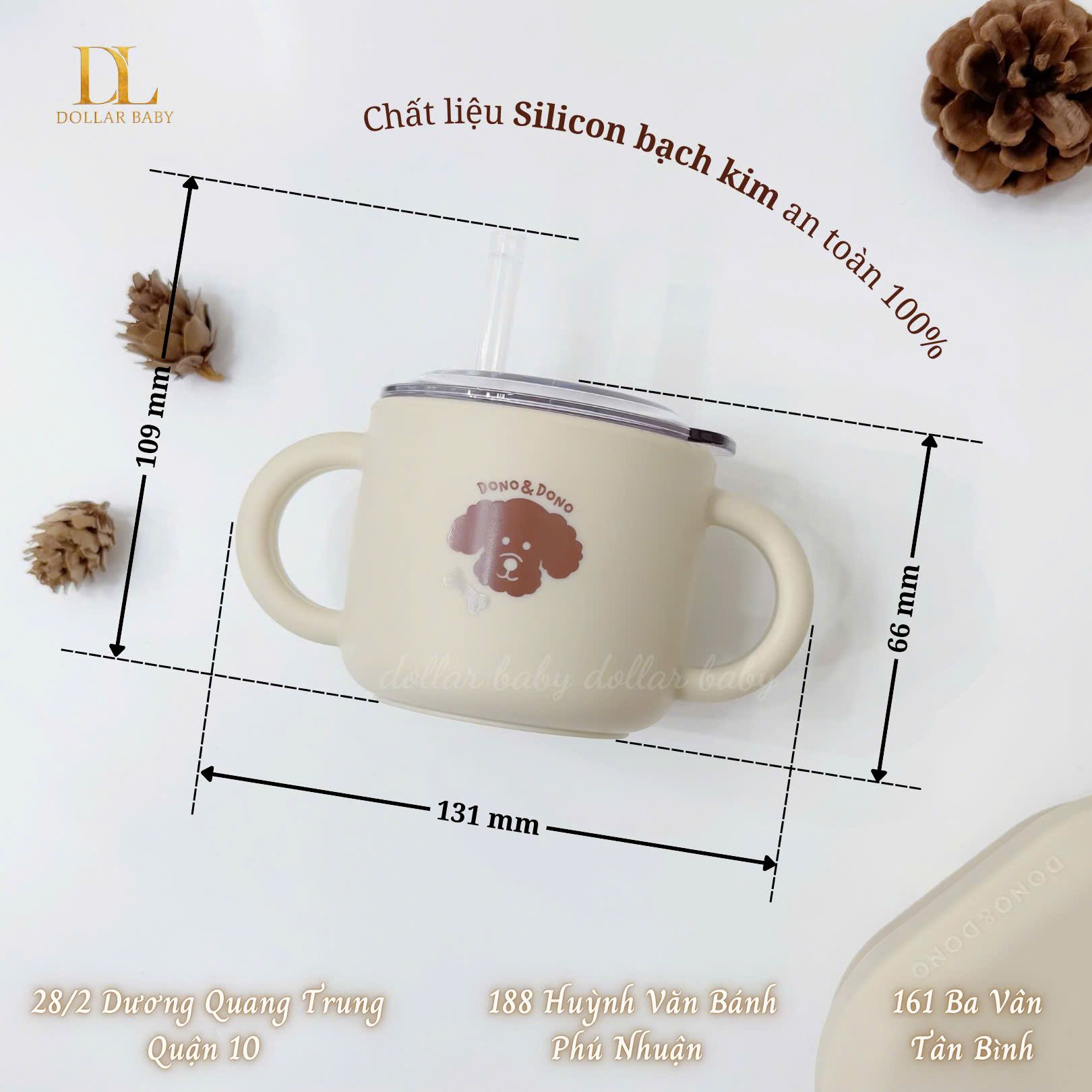  Cốc Tập Uống Silicone Bạch Kim Cao Cấp Dono&Dono 