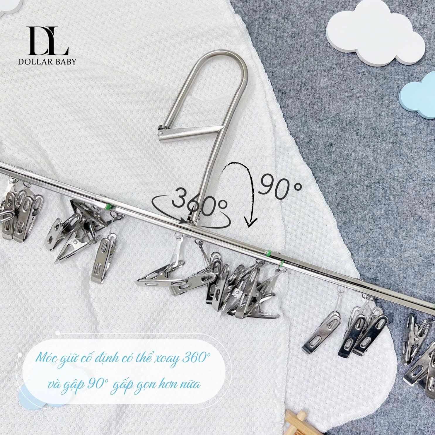  Móc Phơi Đồ Inox Gấp Gọn Honper - 35 Kẹp 