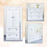  Bộ Tủ Gỗ Trắng Núm Tròn Đen Không Chân ( Tủ đứng 2 hộc ) 