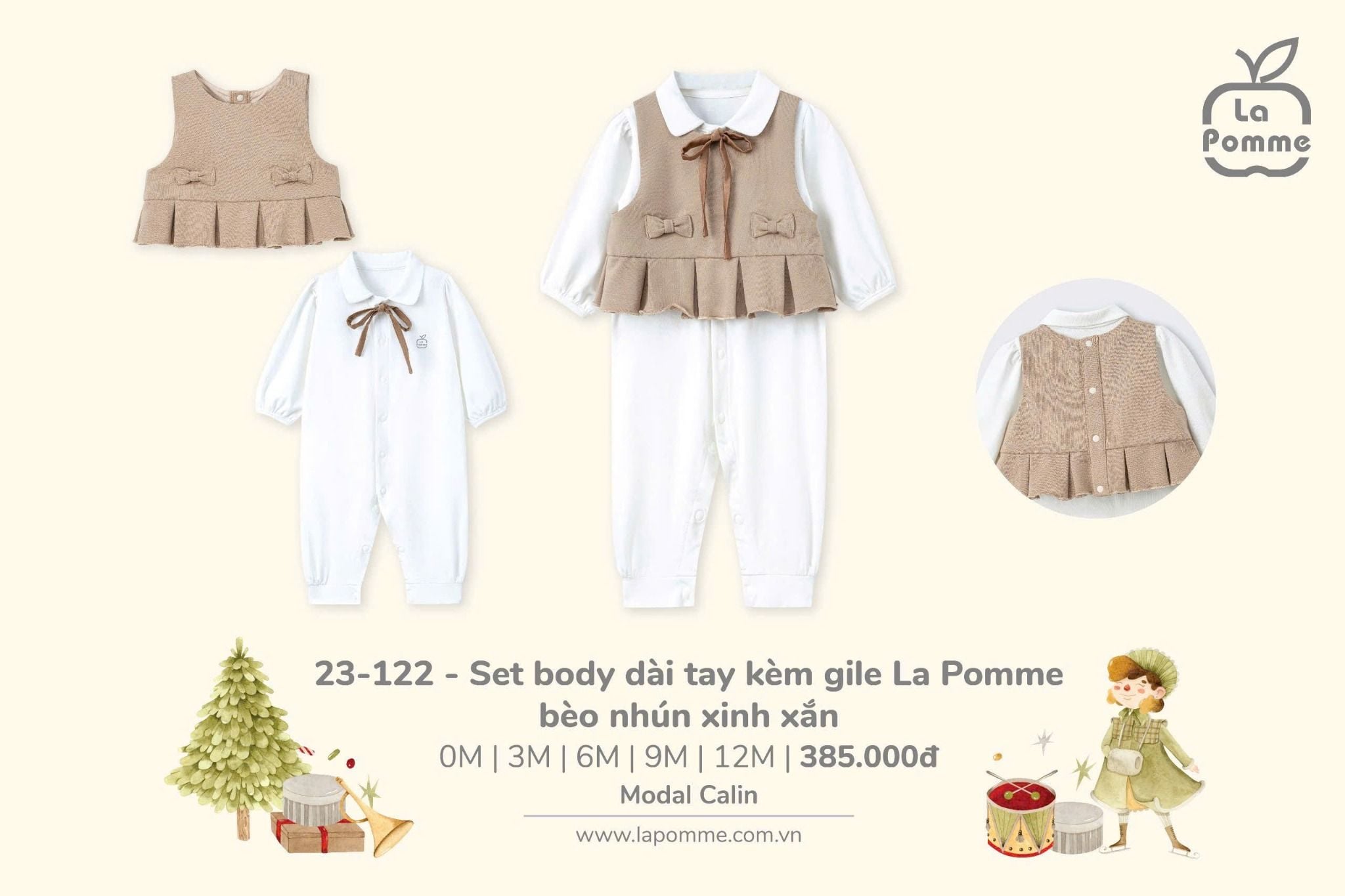  Joyful Festival - Set Body Dài Tay Kèm Gile La Pomme Bèo Nhún Xinh Xắn - Be 