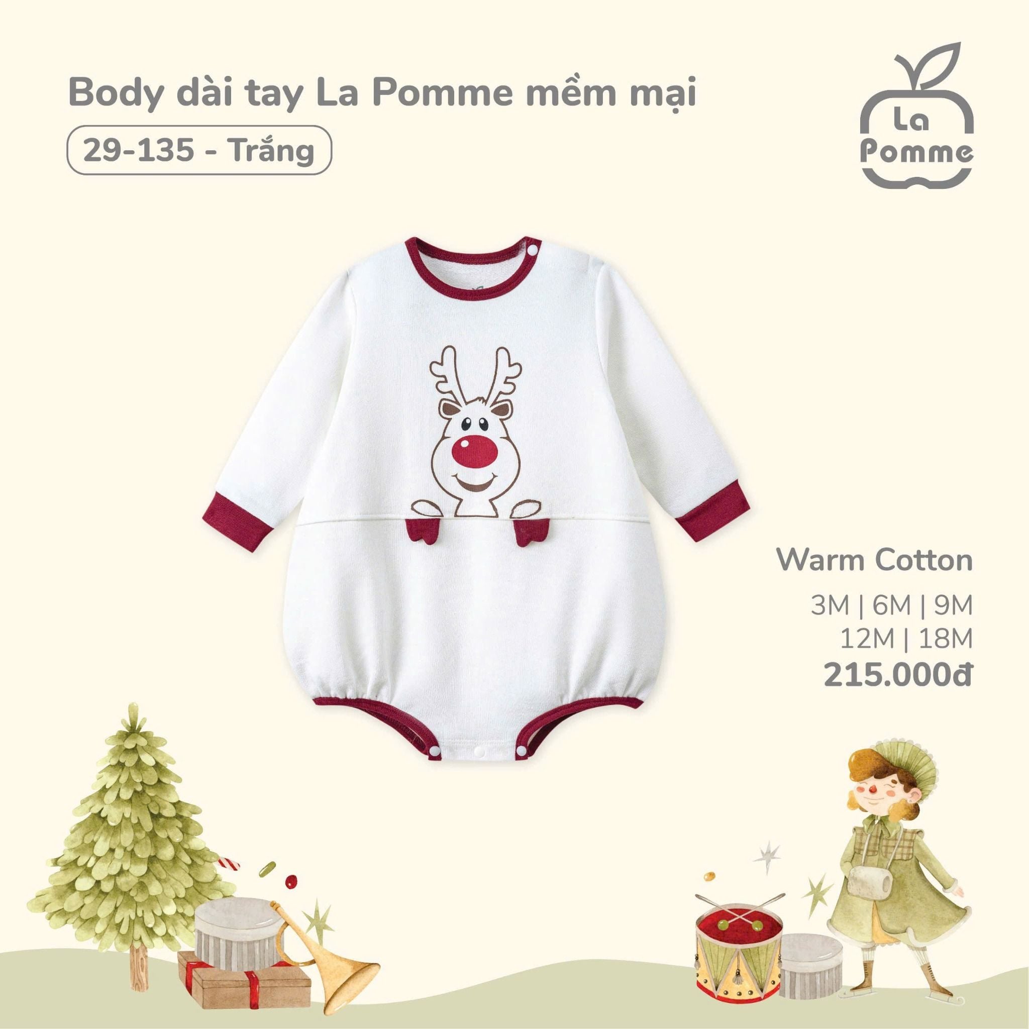  Joyful Festival - Body Dài Tay La Pomme Mềm Mại - Trắng 