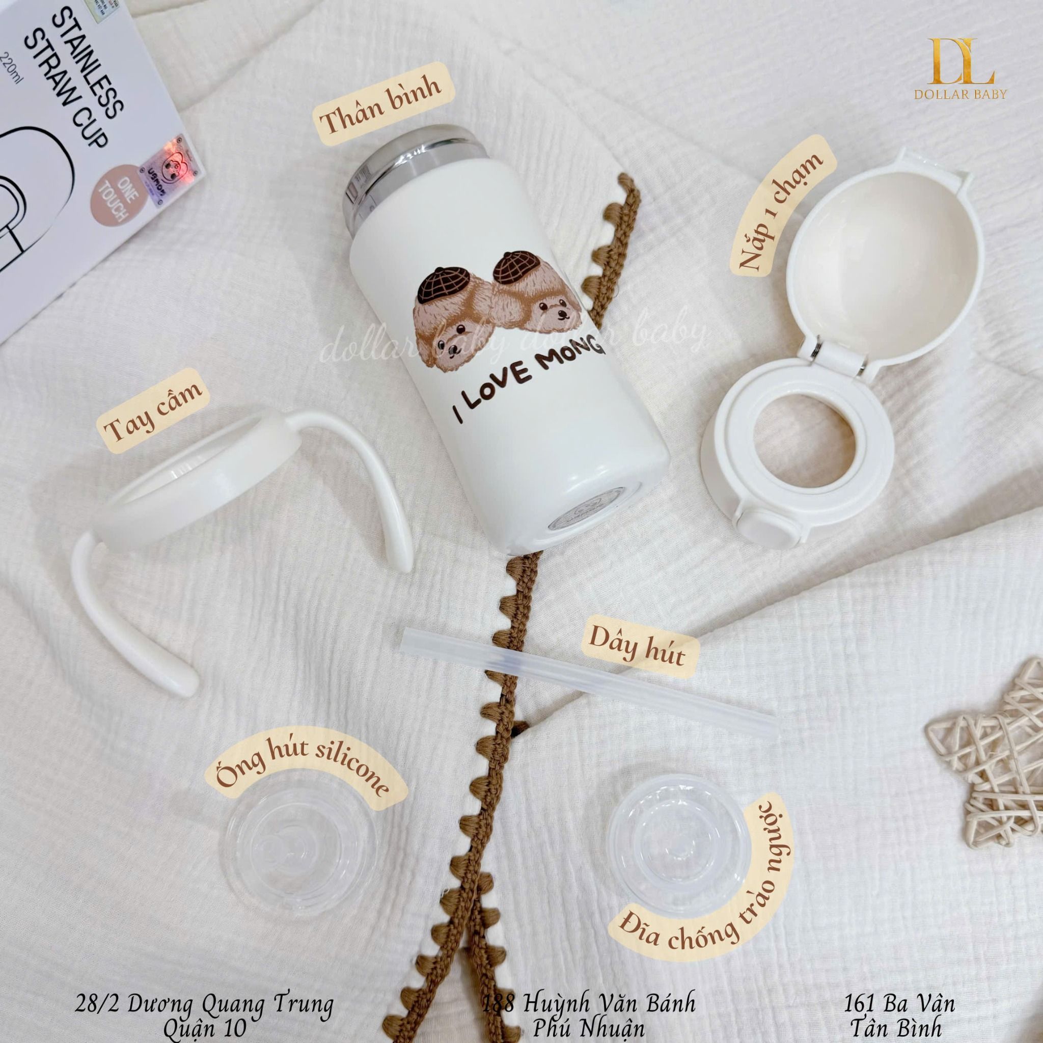  Bình Nước Giữ Nhiệt Nắp Bấm Ubmom - I Love Mong 