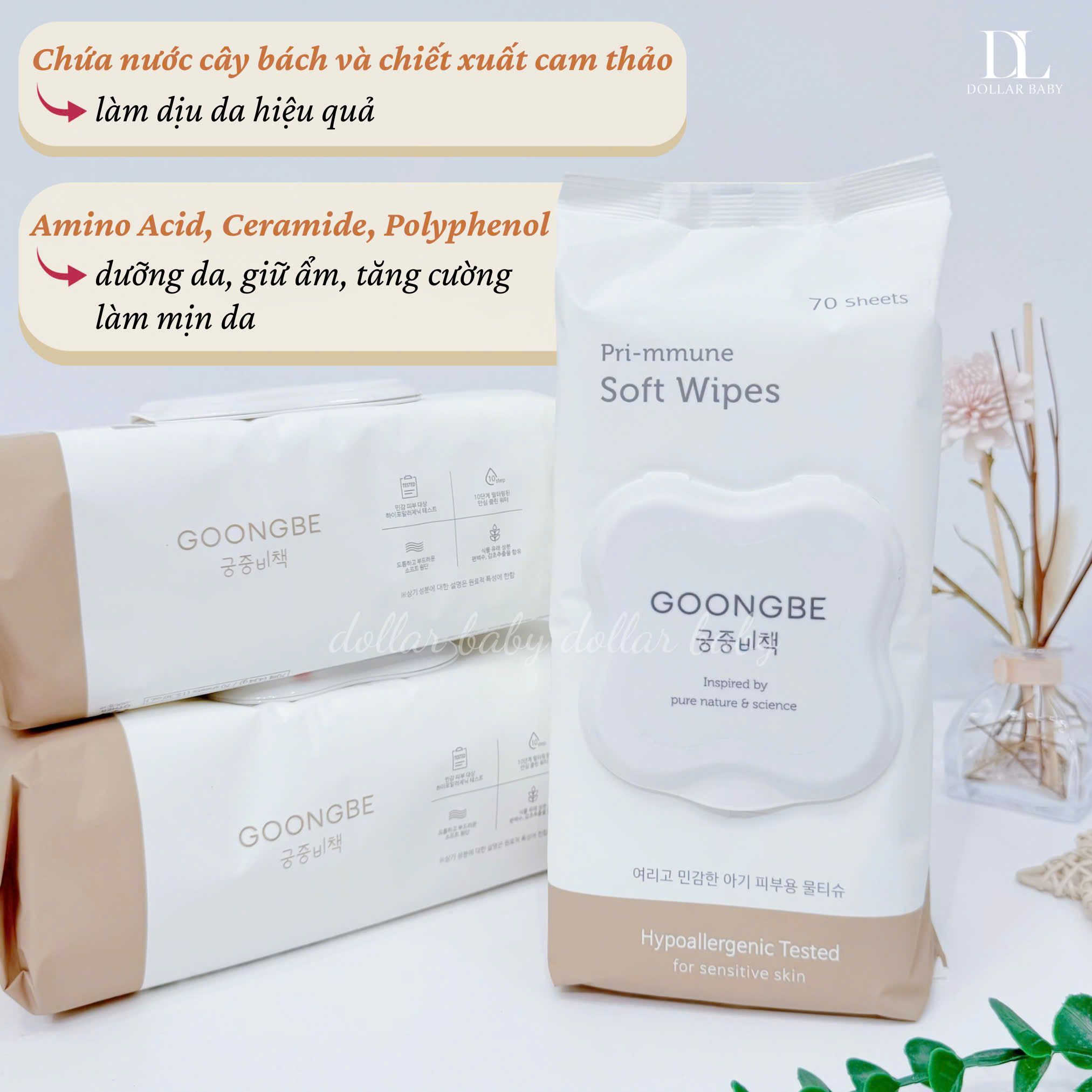  Khăn Ướt GOONGBE Pri-mmune Soft Wipes 