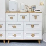  Bộ Tủ Gỗ Trắng Gấu Nâu / Vân  Gỗ  - Tay Cầm Hình Thú 