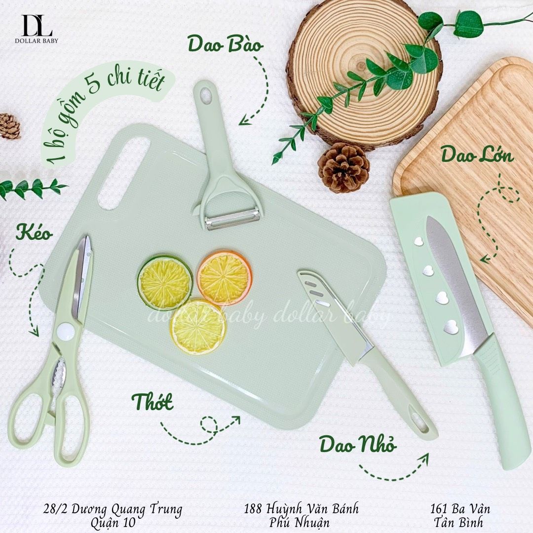  Bộ Dao Thớt Mumbebe ( 5 Chi Tiết ) 