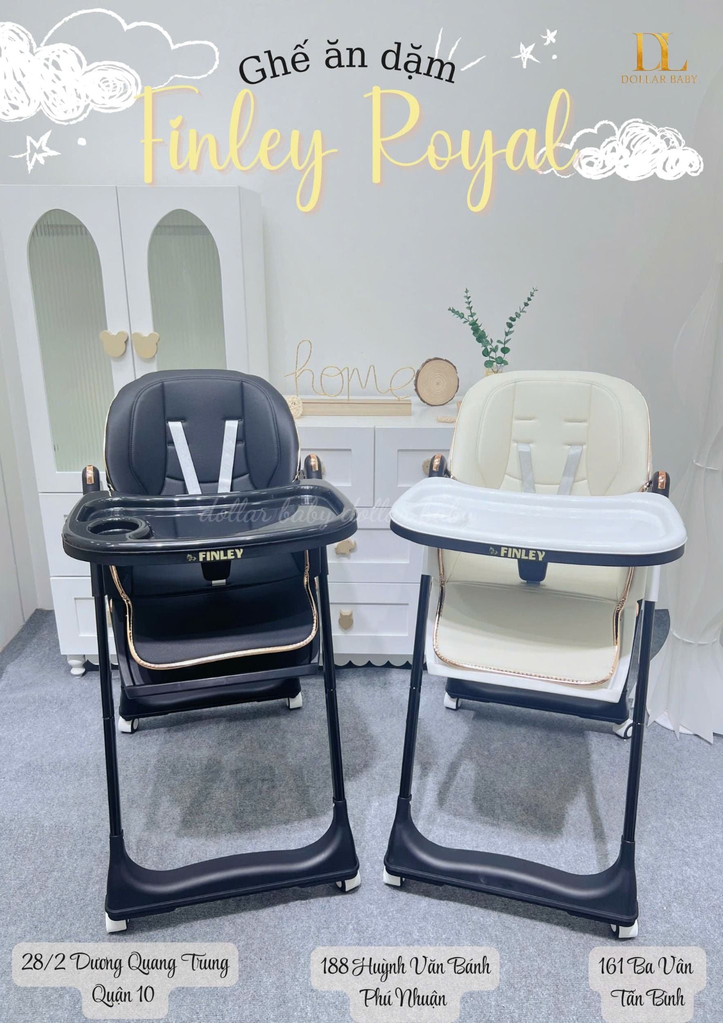  Ghế Ăn Dặm Gấp Gọn Finley Royal Ngã Lưng 160 Độ 