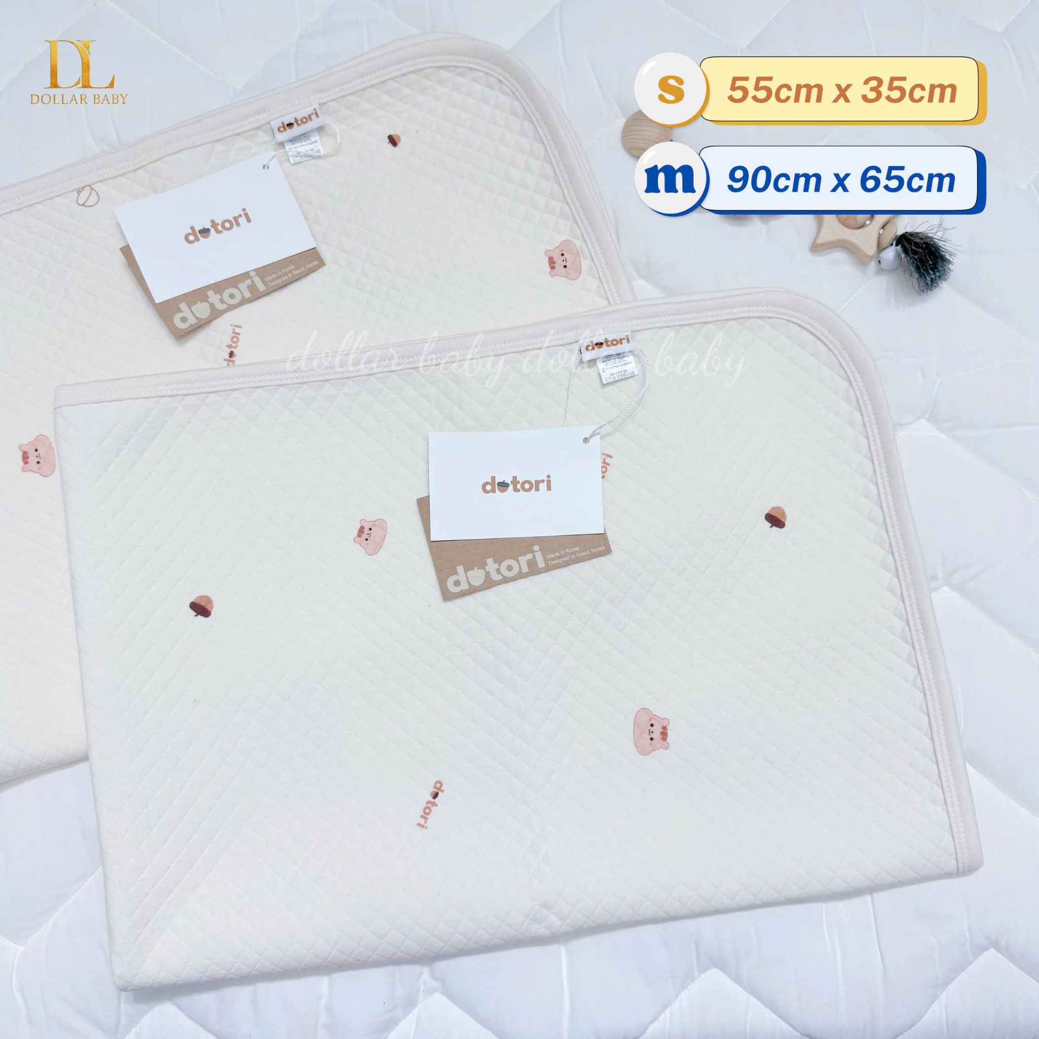  Thảm lót chống thấm Dotori Airy Waterproof Pad Organic Cotton 100% thấm hút tốt 
