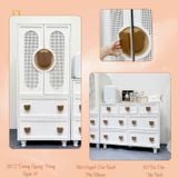  Bộ Tủ Gỗ Gấu Cánh Mây - Tay Cầm Hình Gấu 