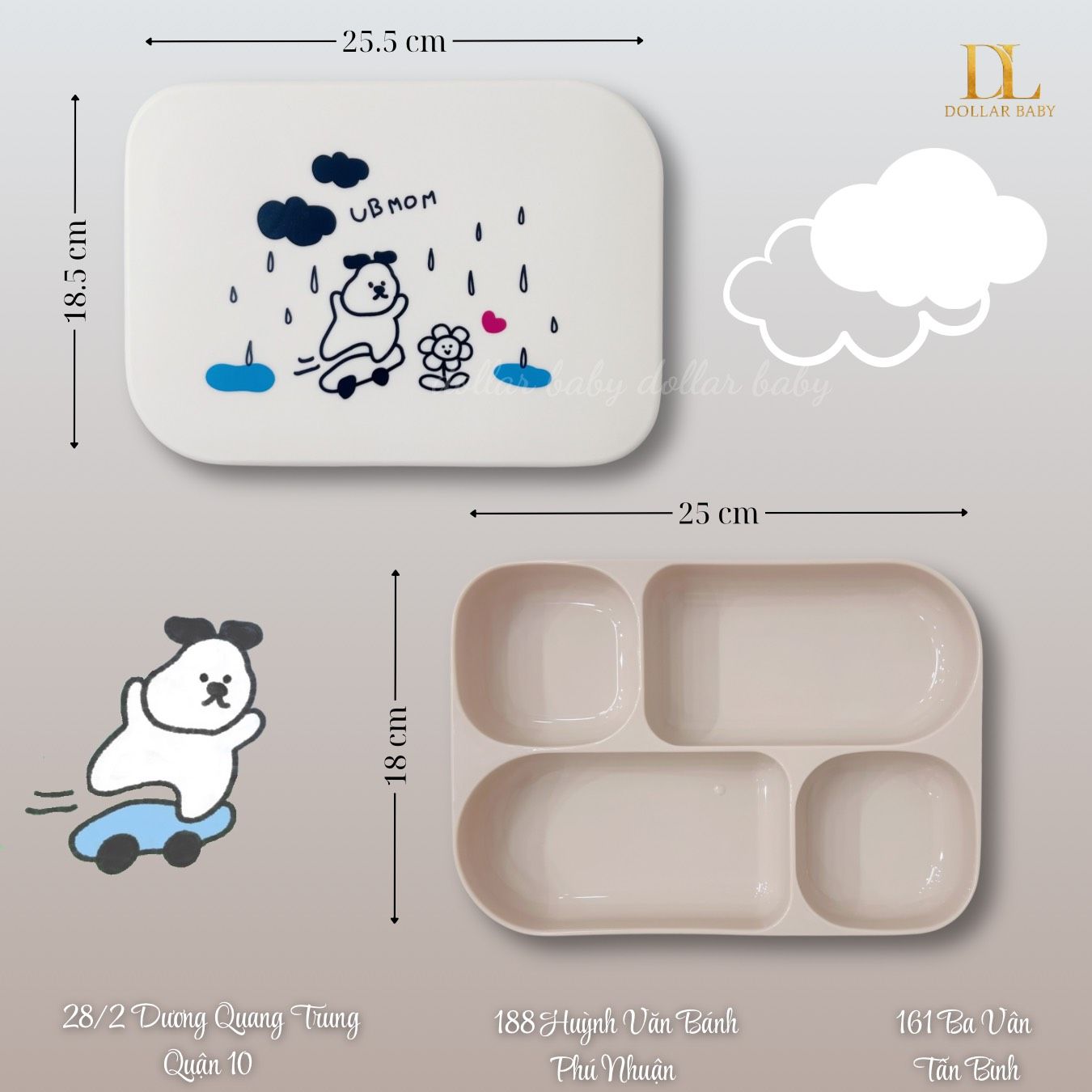  Khay Ăn Dặm Kèm Nắp Đậy Ubmom 