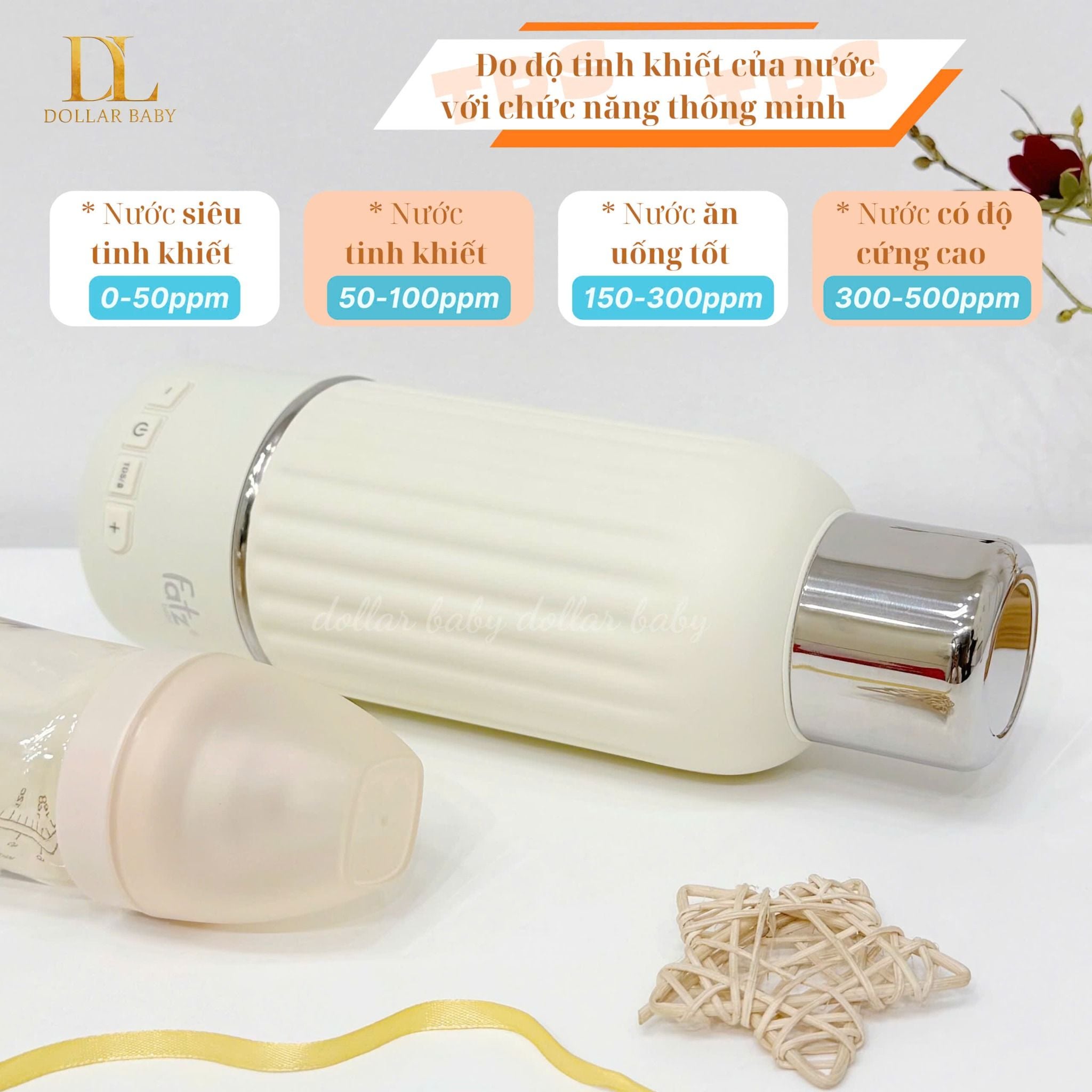  FATZ BABY - Bình hâm và đo độ tinh khiết nước pha sữa di động - Mini Smart 9 Plus 