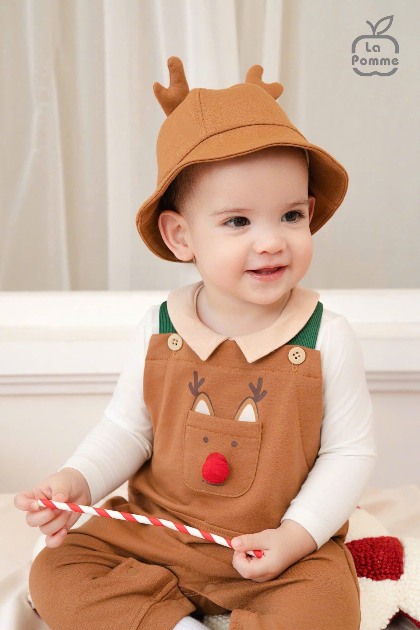 Joyful Festival - Bộ Yếm Rời Kèm Áo Dài Tay La Pomme Tai Rời Tinh Nghịch - Nâu 