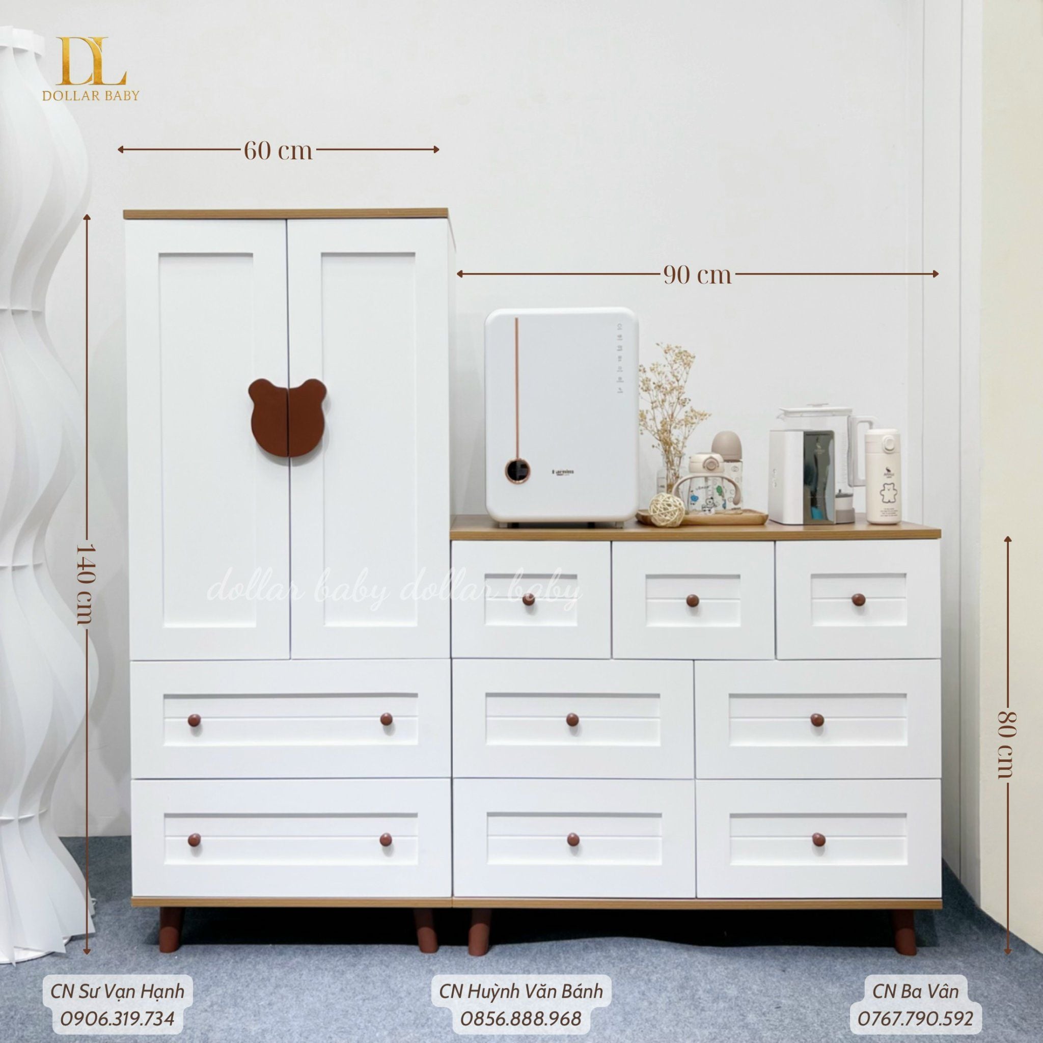  Bộ Tủ Gỗ Trắng Gấu 