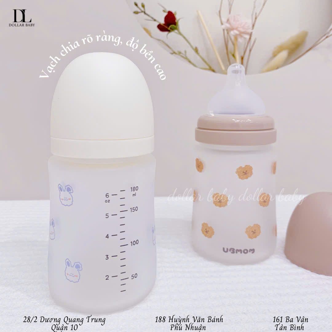  Bình sữa thuỷ tinh bọc silicon Ubmom 