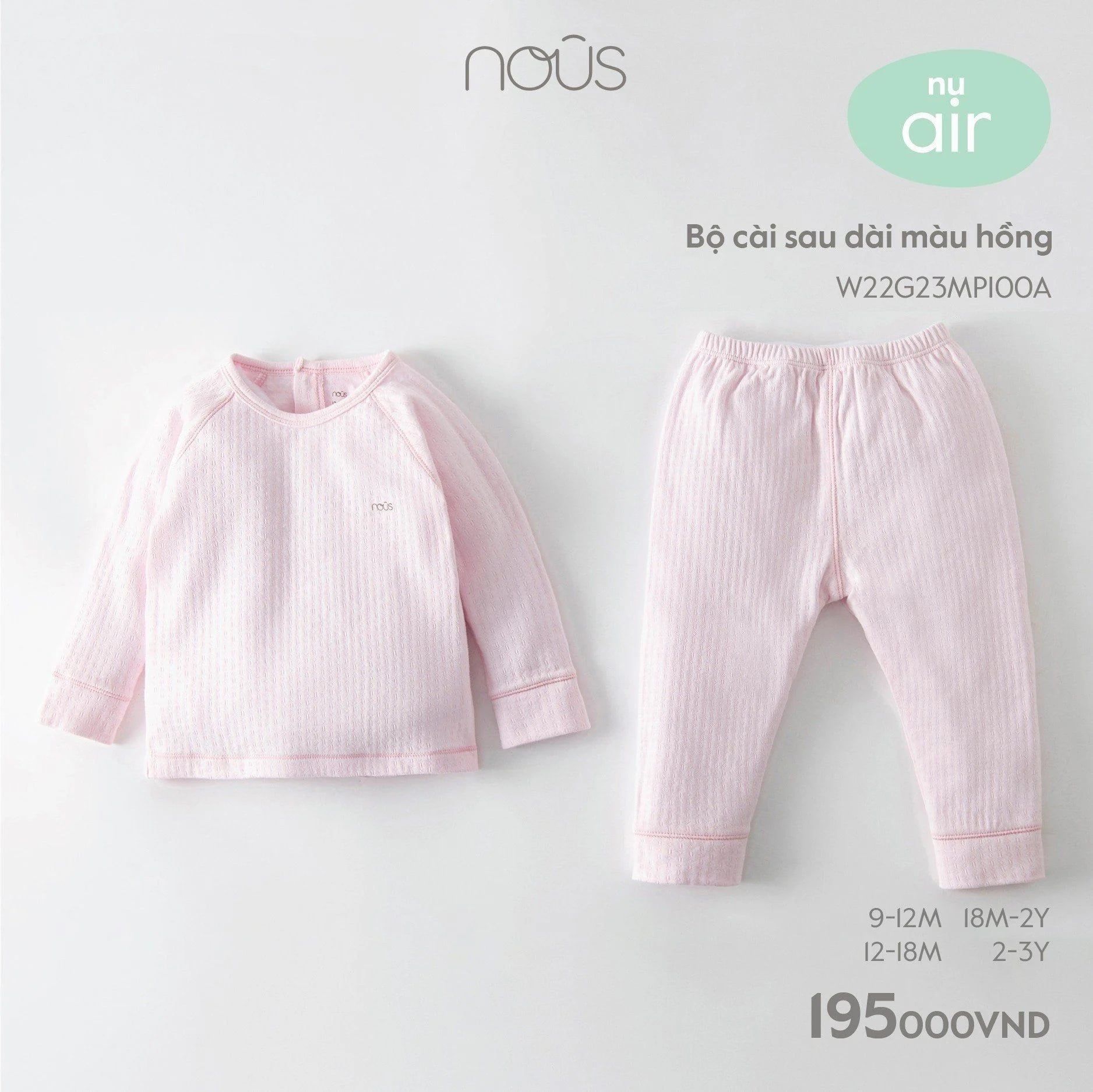  NOUS - Bộ Cài Sau Dài Màu Hồng 