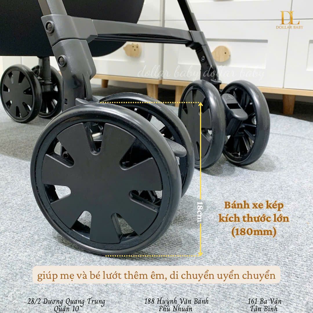  Xe đẩy Combi CrossGo 4 bánh quay tự động Đen Cam 