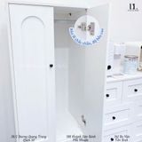  Bộ Tủ Gỗ Trắng Núm Tròn Đen Không Chân ( Tủ đứng 1 hộc ) 