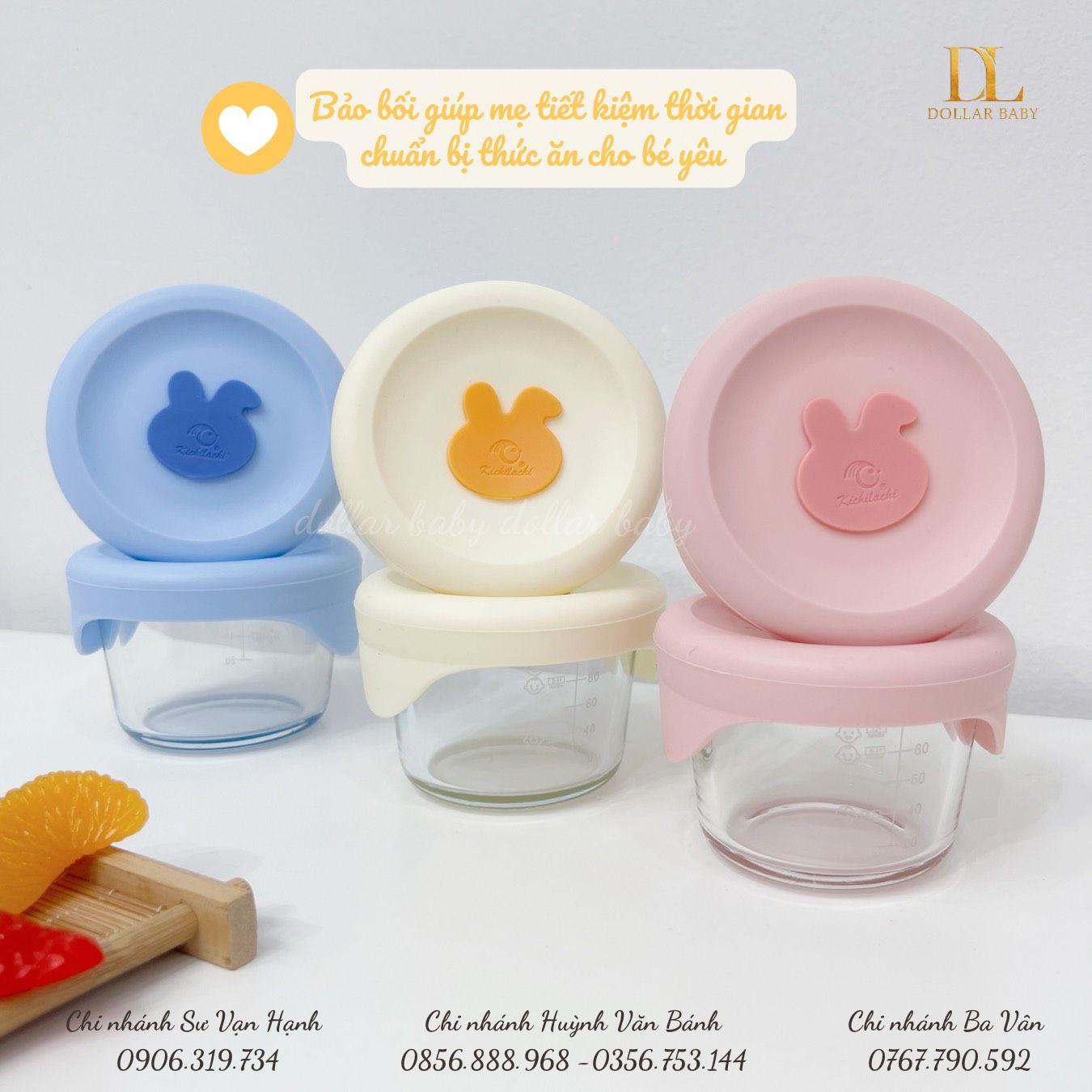  Set 3 hủ thuỷ tinh trữ thức ăn Kichilachi 