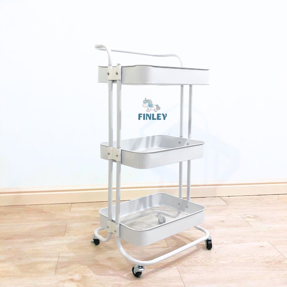  Kệ Sắt 3 tầng Troller Finley MILA Đa Năng Có Bánh Xe 