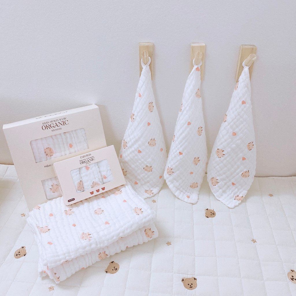  MONONA - Set 3 Khăn Sữa Xô Xù 6 lớp 