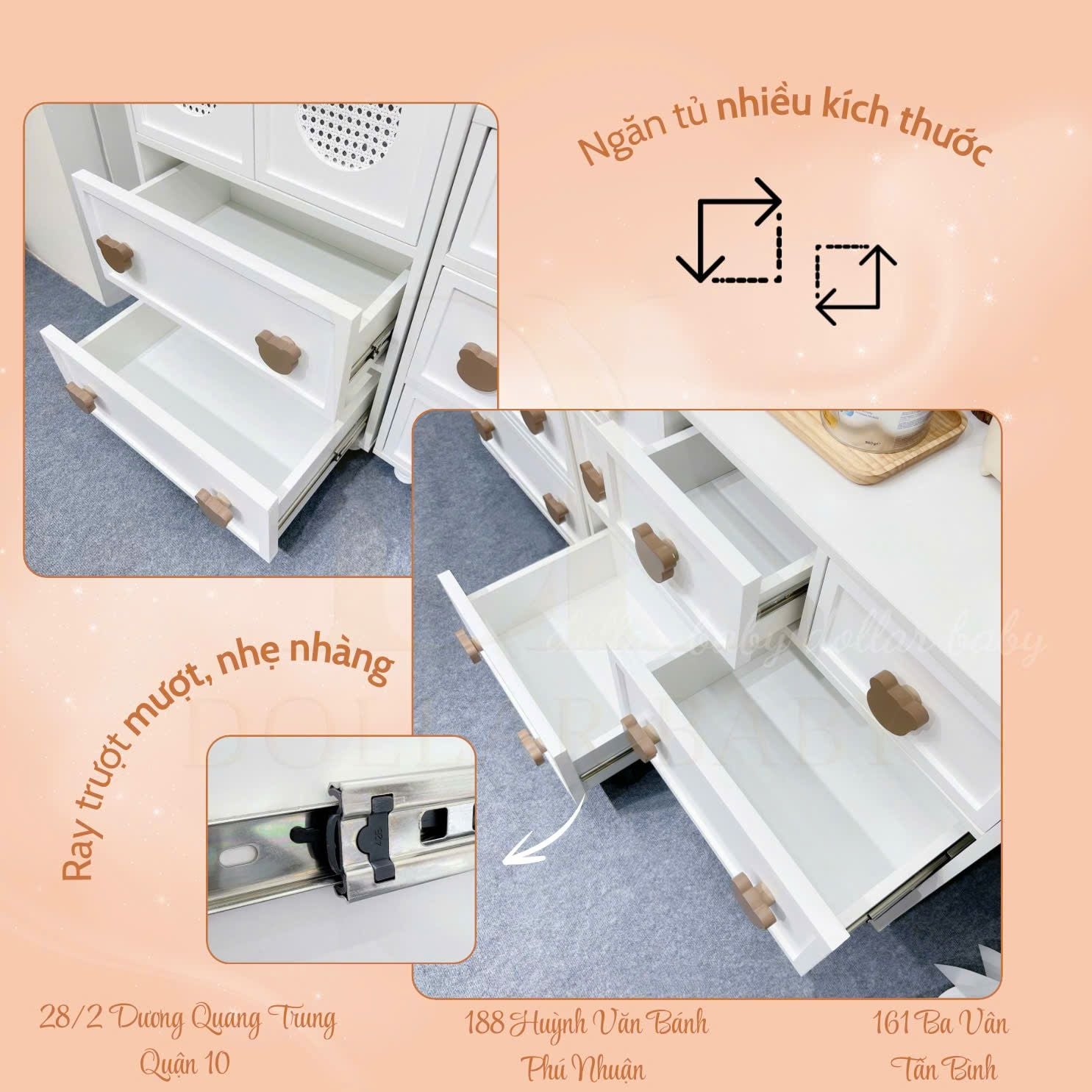  Bộ Tủ Gỗ Gấu Cánh Mây - Tay Cầm Hình Gấu 