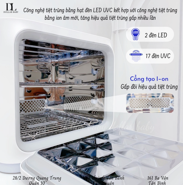  MOAZ BÉBÉ - Máy tiệt trùng sấy khô bình sữa bằng tia UVC-ION - MB089 