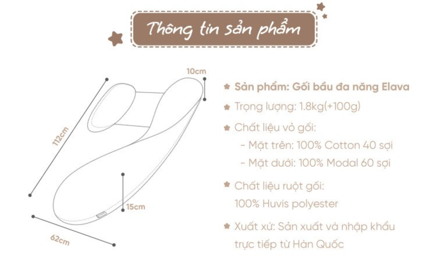  ELAVA - Gối Bầu Đa Năng Chữ H 