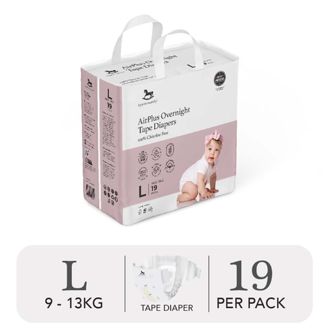 Bỉm tã dán đêm Applecrumby Airplus Overnight Mini Tape 