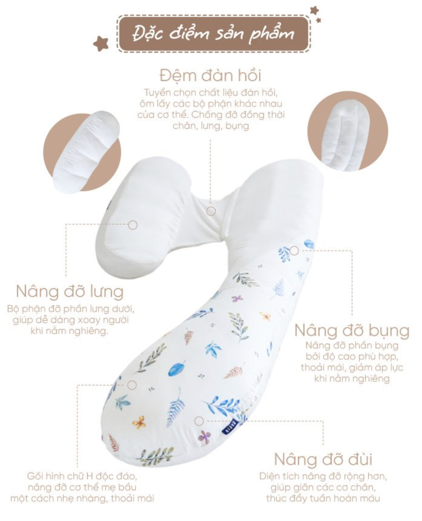  ELAVA - Gối Bầu Đa Năng Chữ H 