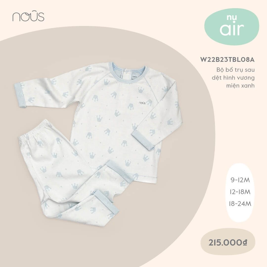  NOUS - Bộ cổ trụ sau dệt hình vương miện xanh 