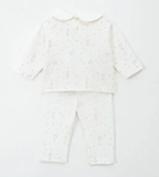  NOUS  - Set Quần Áo Dài Trắng Hoạ Tiết Sao Thỏ Cổ Sen 