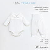  NOUS - Set Bodysuit Dài Màu Trắng Thêu Trang Trí 