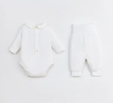  NOUS - Set Bodysuit Dài Màu Trắng Thêu Trang Trí 
