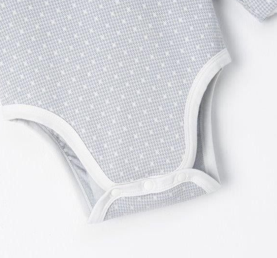  NOUS - Bộ BodySuit Dài Màu Xanh In Hoạ Tiết Trước Ngực 