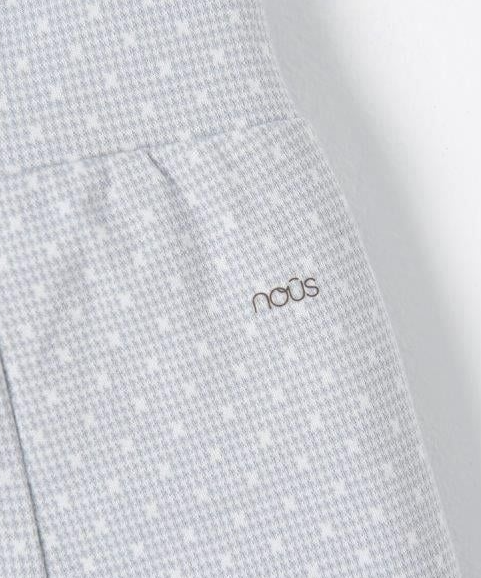  NOUS - Bộ BodySuit Dài Màu Xanh In Hoạ Tiết Trước Ngực 