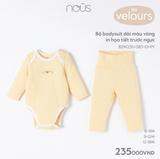  NOUS - Bộ BodySuit Dài Màu Vàng In Hoạ Tiết Trước Ngực 