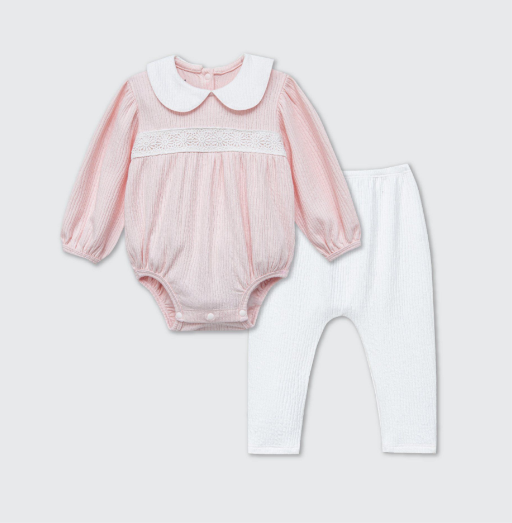  Bộ Bodychip dài tay kèm quần La Pomme phối ren xinh xắn 