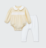  Bộ Bodychip dài tay kèm quần La Pomme phối ren xinh xắn 