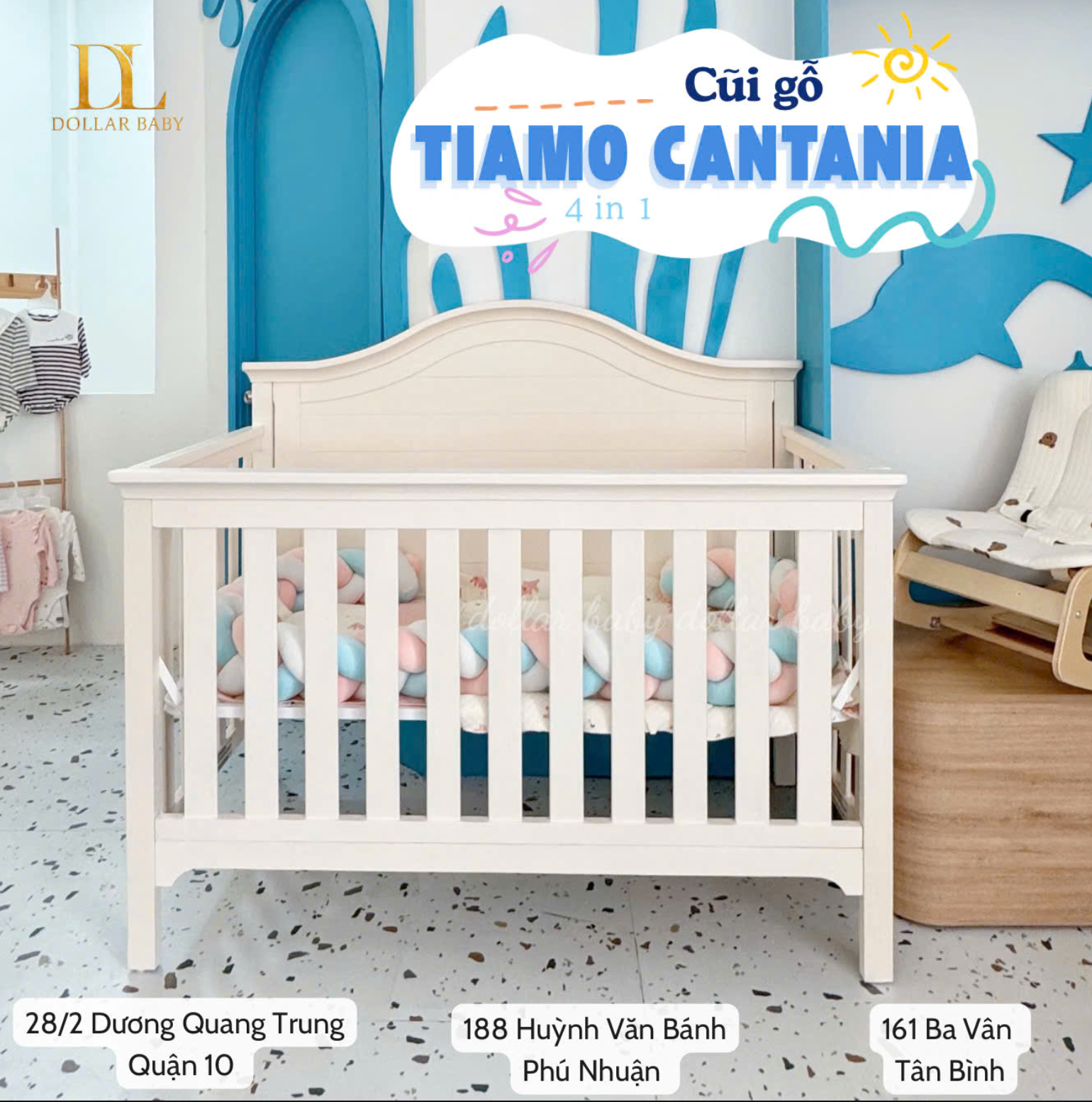  Cũi Gỗ Ti Amo Cantania 4in1 