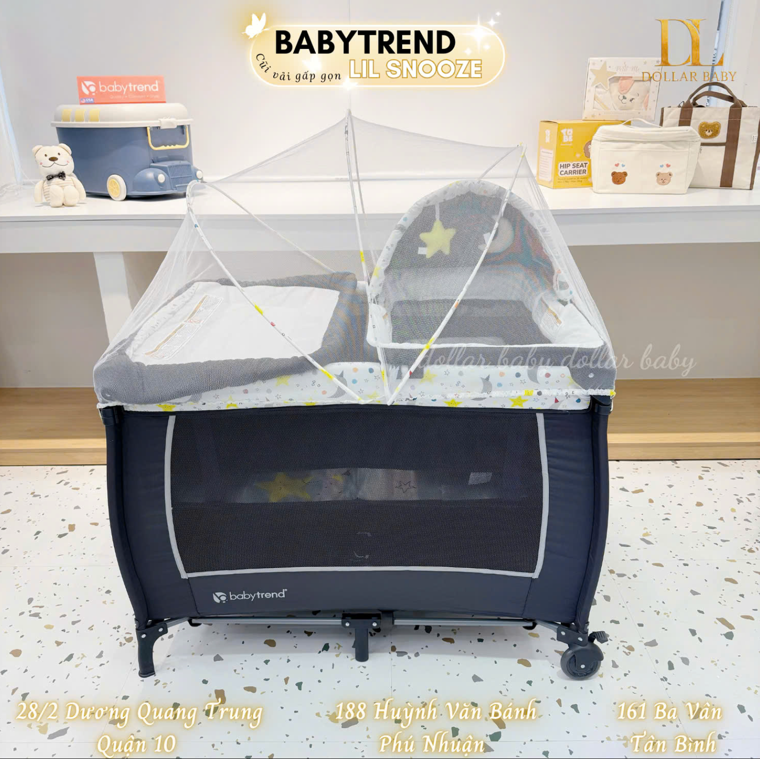  Baby Trend Lil Snooze Deluxe II Playard - Nôi Cũi Vải Gấp Gọn Đa Năng 