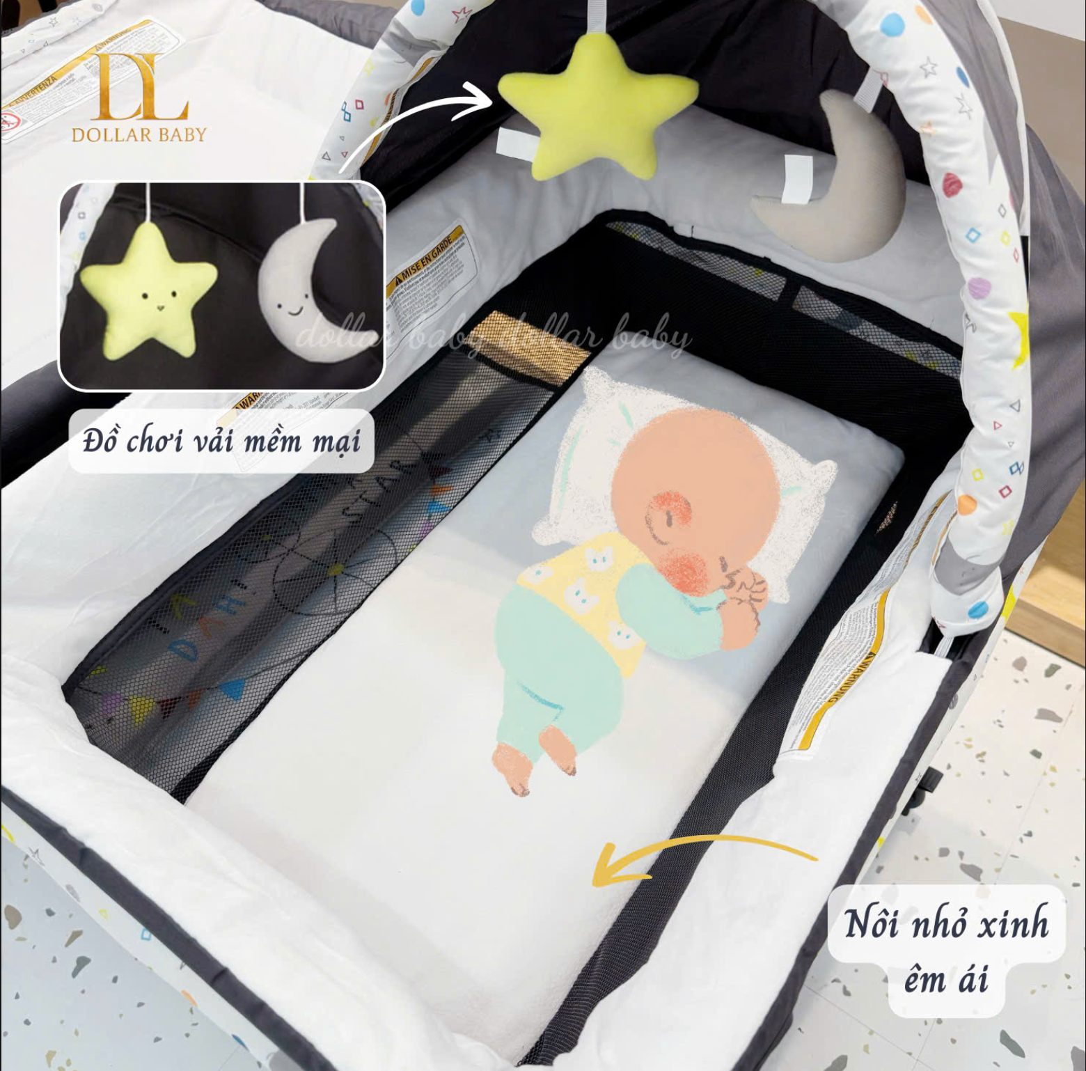  Baby Trend Lil Snooze Deluxe II Playard - Nôi Cũi Vải Gấp Gọn Đa Năng 