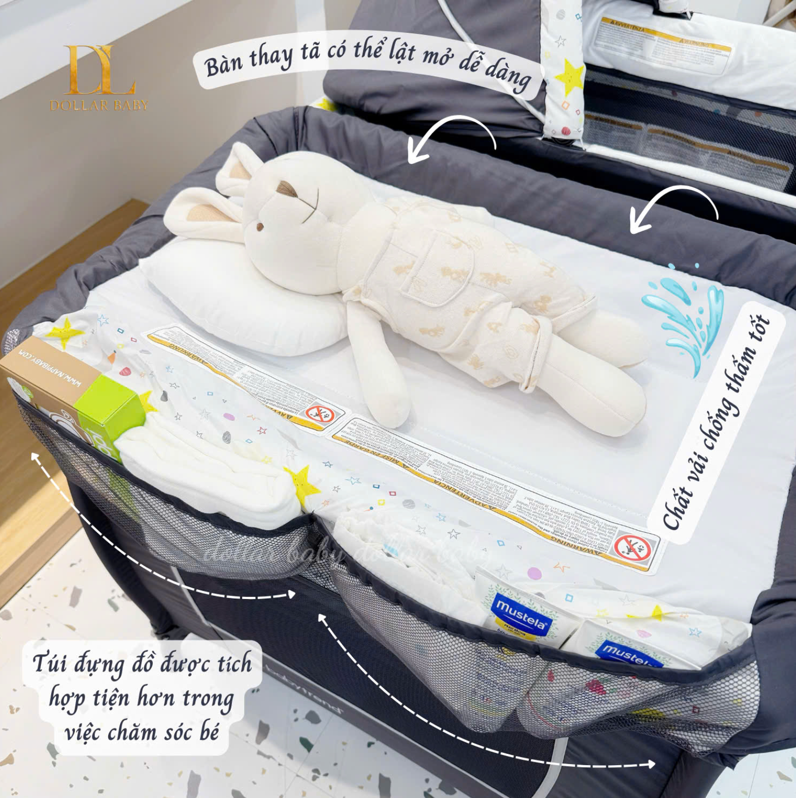  Baby Trend Lil Snooze Deluxe II Playard - Nôi Cũi Vải Gấp Gọn Đa Năng 