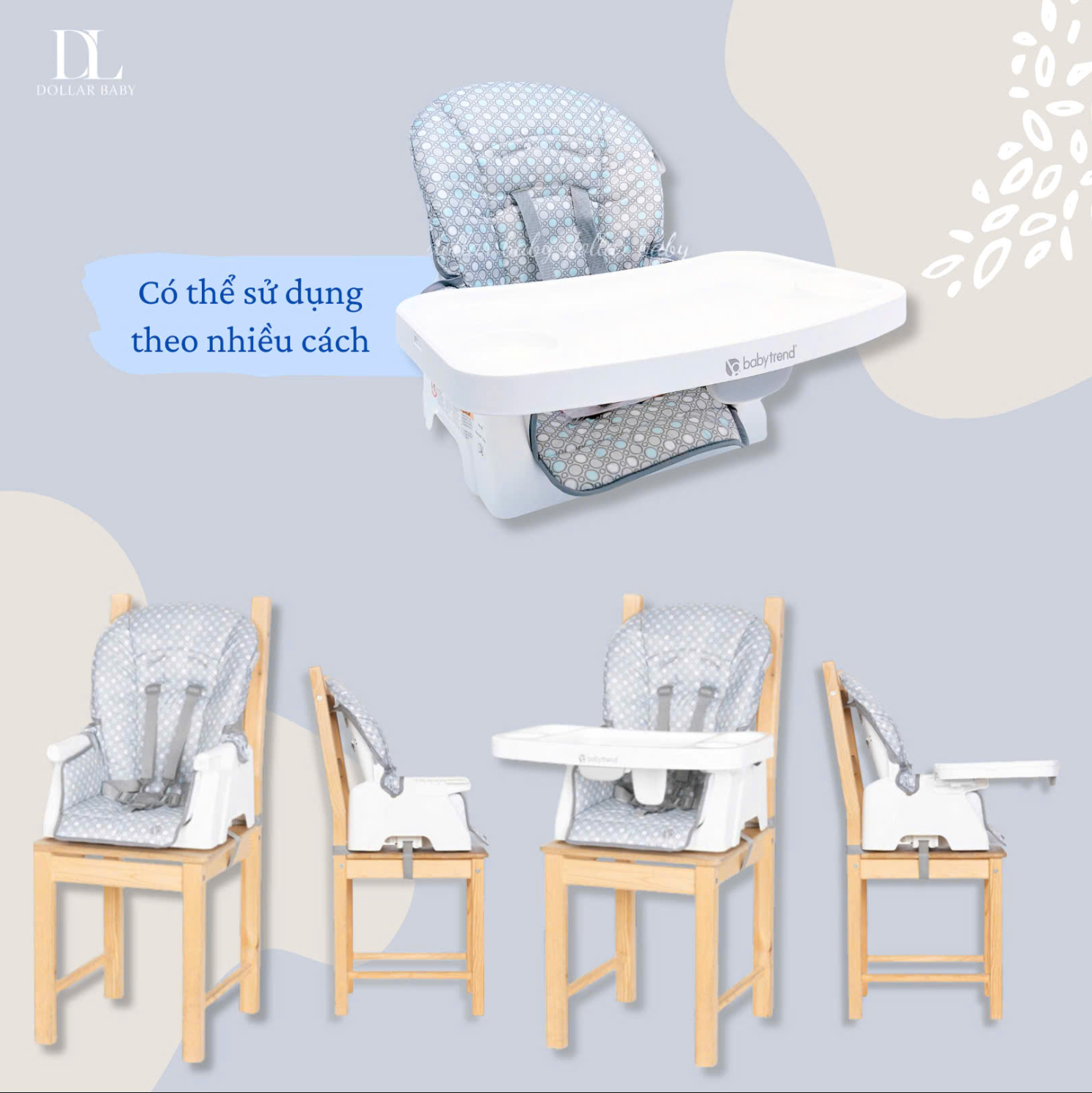  Baby Trend Adapt Spacesaving Booster Chair - Ghế Ăn Dặm Đa Năng 