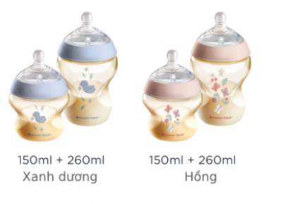  Set 2 Bình Sữa PPSU Tommee Tippee Natural Start Hoạ Tiết 