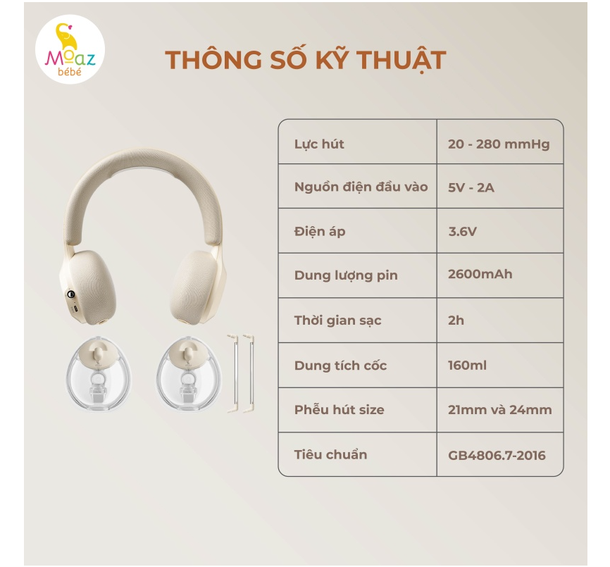 MOAZ BÉBÉ - Máy Hút Sữa Di Động Kèm Chườm Ấm Cổ - MB091 