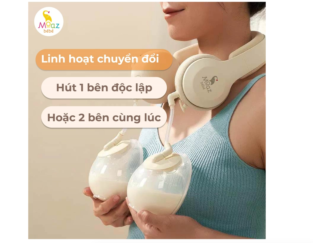  MOAZ BÉBÉ - Máy Hút Sữa Di Động Kèm Chườm Ấm Cổ - MB091 